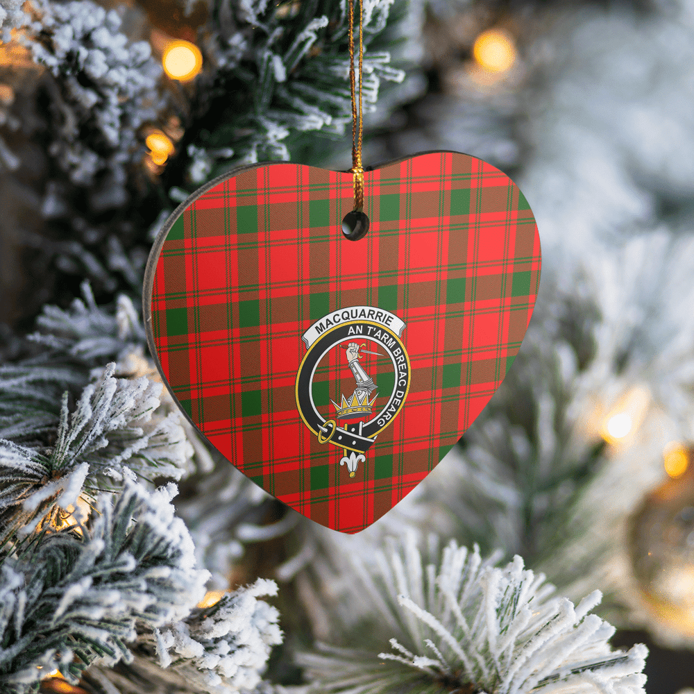 Clan MacQuarrie Modern Tartan Crest Heart Ceramic Ornament WU60 MacQuarrie Modern Tartan Tartan Christmas   
