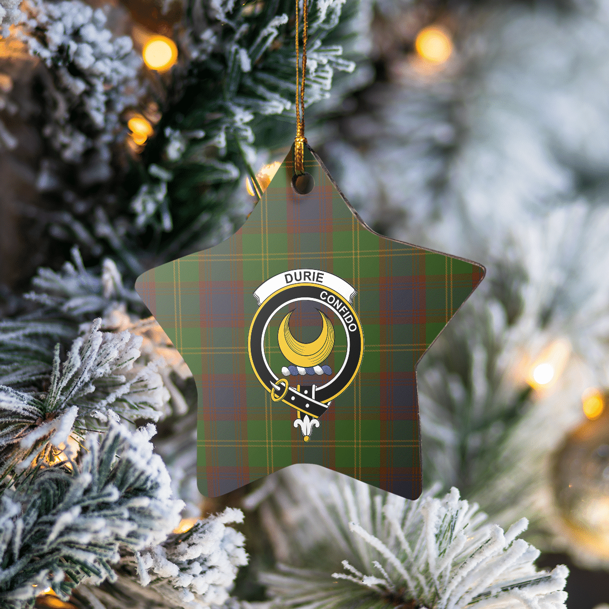 Clan Durie Tartan Crest Star Ceramic Ornament VT76 Durie Tartan Tartan Christmas   