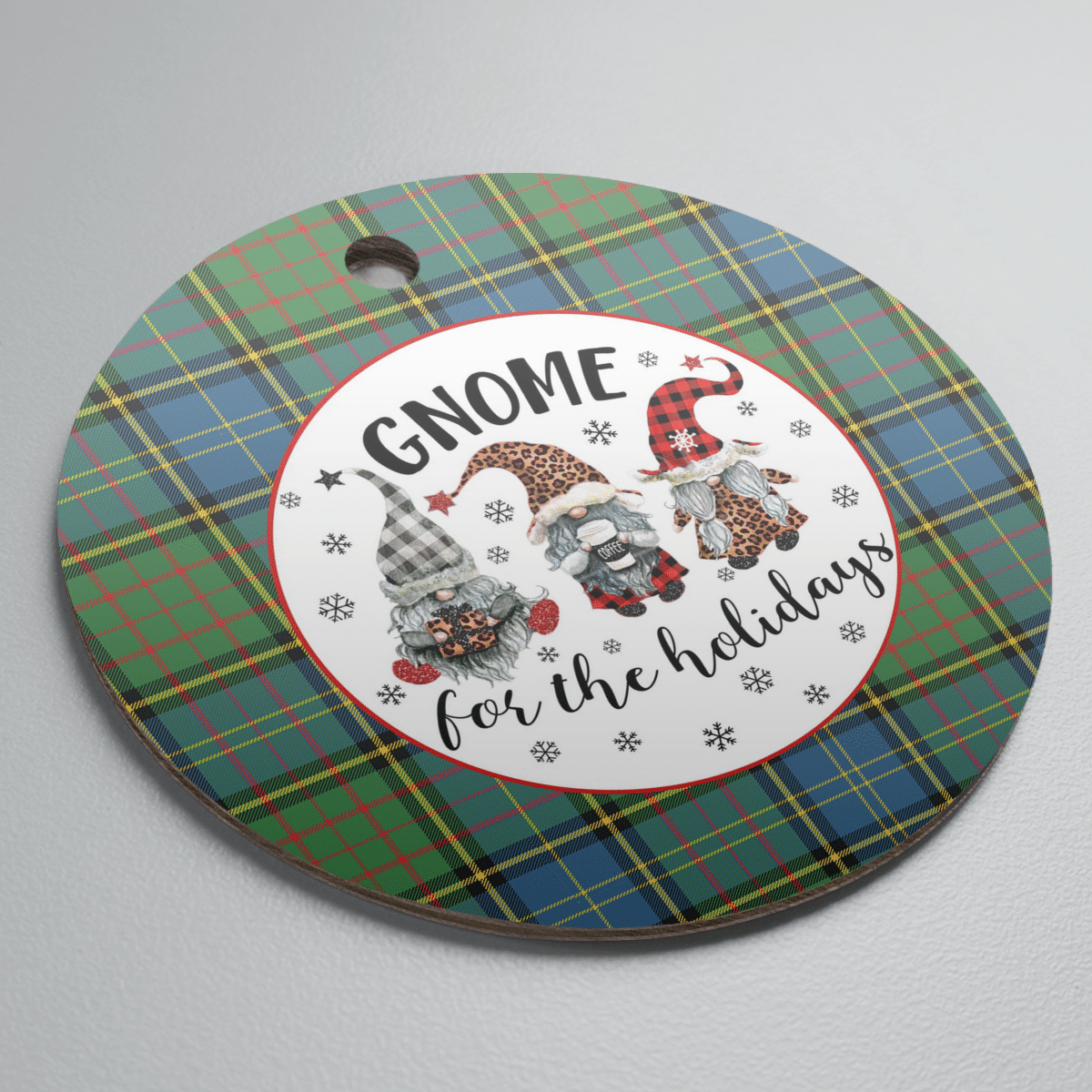 Clan MacMillan Hunting Ancient Tartan Tartan Crest Gnome Round Ceramic Ornament HS76 MacMillan Hunting Ancient Tartan Tartan Christmas   
