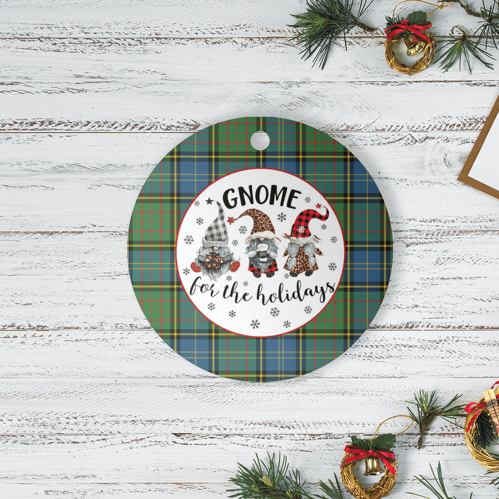 Clan MacMillan Hunting Ancient Tartan Tartan Crest Gnome Round Ceramic Ornament HS76 MacMillan Hunting Ancient Tartan Tartan Christmas   