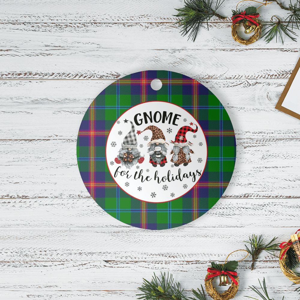 Clan Young Modern Tartan Tartan Crest Gnome Round Ceramic Ornament IA91 Young Modern Tartan Tartan Christmas   