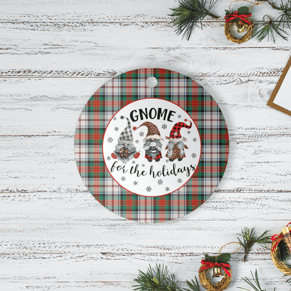 Clan MacDuff Dress Ancient Tartan Tartan Crest Gnome Round Ceramic Ornament SE55 MacDuff Dress Ancient Tartan Tartan Christmas   