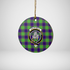 Clan Dalrymple Tartan Crest Round Ceramic Ornament LN56 Dalrymple Tartan Tartan Christmas   