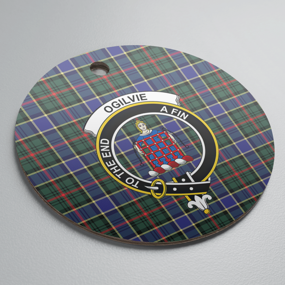Clan Ogilvie Hunting Modern Tartan Crest Round Ceramic Ornament XH63 Ogilvie Hunting Modern Tartan Tartan Christmas   