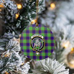 Clan Dalrymple Tartan Crest Round Ceramic Ornament LN56 Dalrymple Tartan Tartan Christmas   