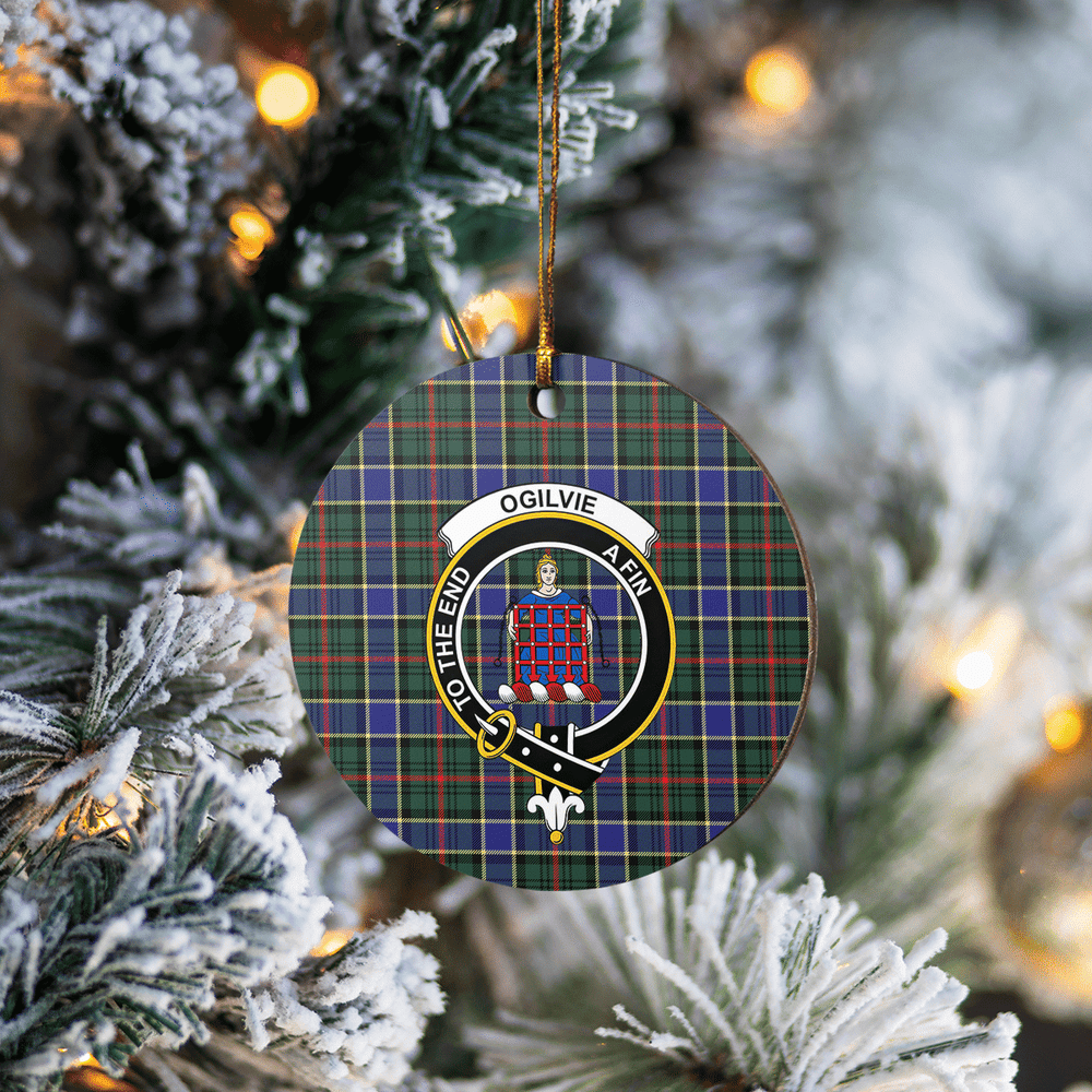 Clan Ogilvie Hunting Modern Tartan Crest Round Ceramic Ornament XH63 Ogilvie Hunting Modern Tartan Tartan Christmas   