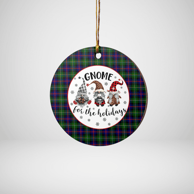 Clan Malcolm Modern Tartan Tartan Crest Gnome Round Ceramic Ornament