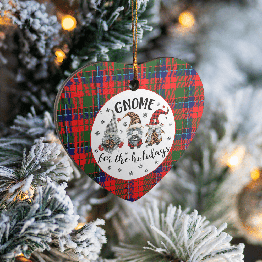 Clan Macnicol Tartan Tartan Crest Gnome Heart Ceramic Ornament FS38 Macnicol Tartan Tartan Christmas   