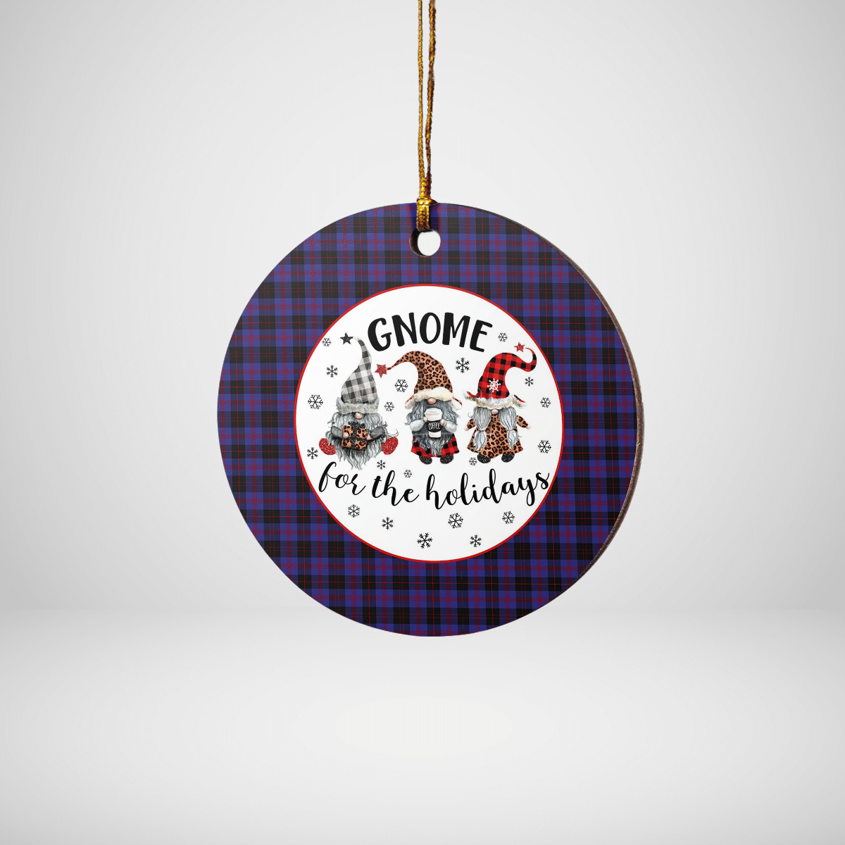 Clan Garden Tartan Tartan Crest Gnome Round Ceramic Ornament JY15 Garden Tartan Tartan Christmas   