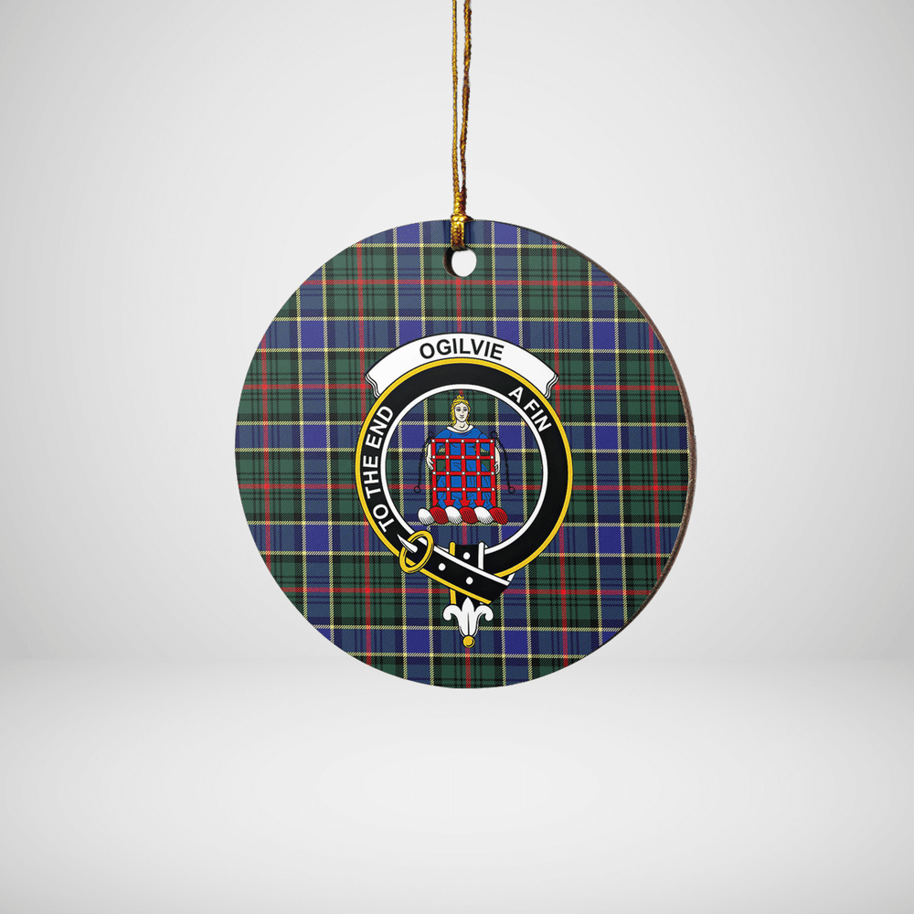 Clan Ogilvie Hunting Modern Tartan Crest Round Ceramic Ornament XH63 Ogilvie Hunting Modern Tartan Tartan Christmas   