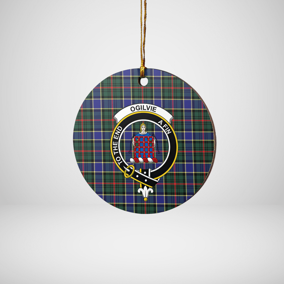 Clan Ogilvie Hunting Modern Tartan Crest Round Ceramic Ornament XH63 Ogilvie Hunting Modern Tartan Tartan Christmas   