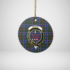 Clan Ogilvie Hunting Modern Tartan Crest Round Ceramic Ornament XH63 Ogilvie Hunting Modern Tartan Tartan Christmas   