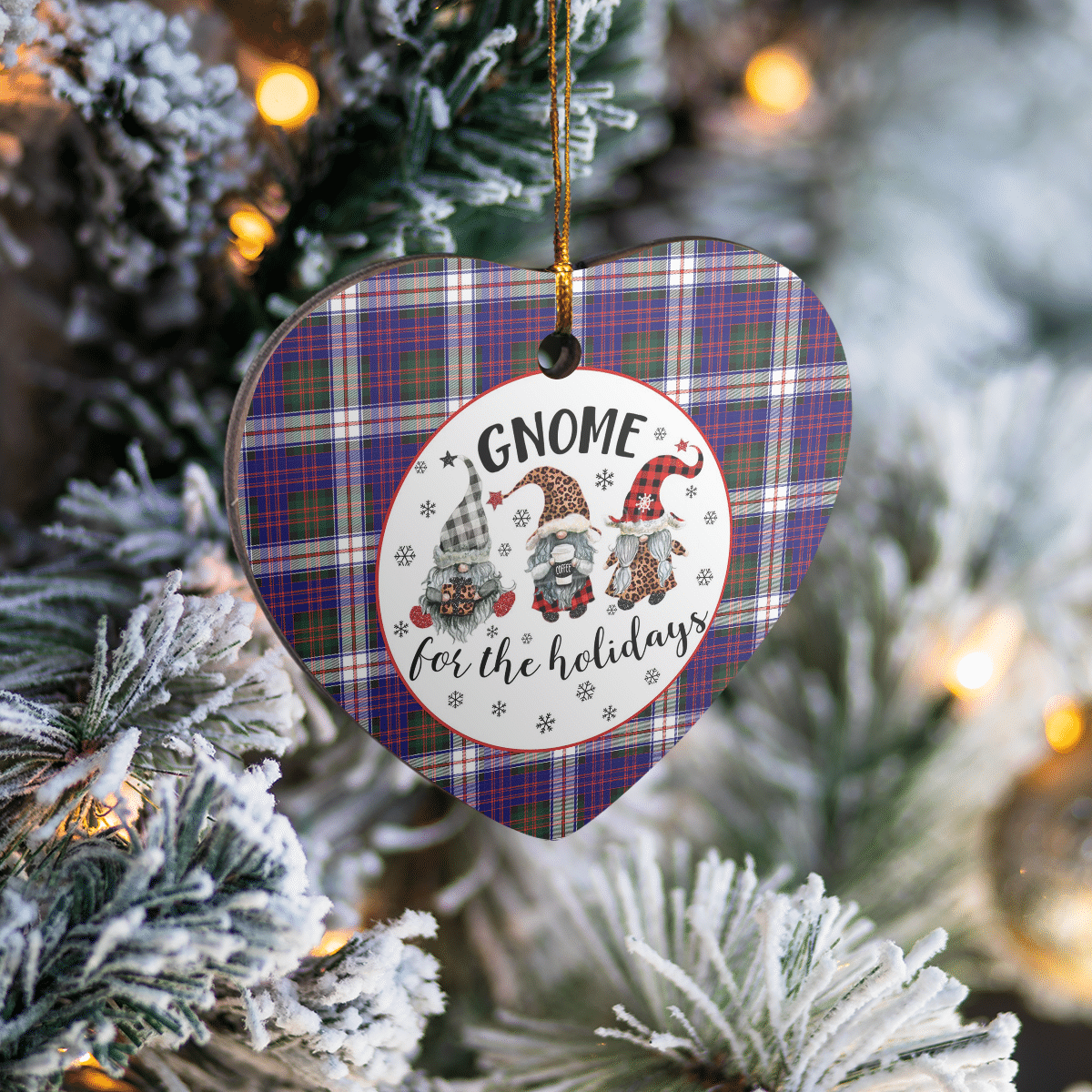 Clan MacDonald Dress Modern Tartan Tartan Crest Gnome Heart Ceramic Ornament RD74 MacDonald Dress Modern Tartan Tartan Christmas   