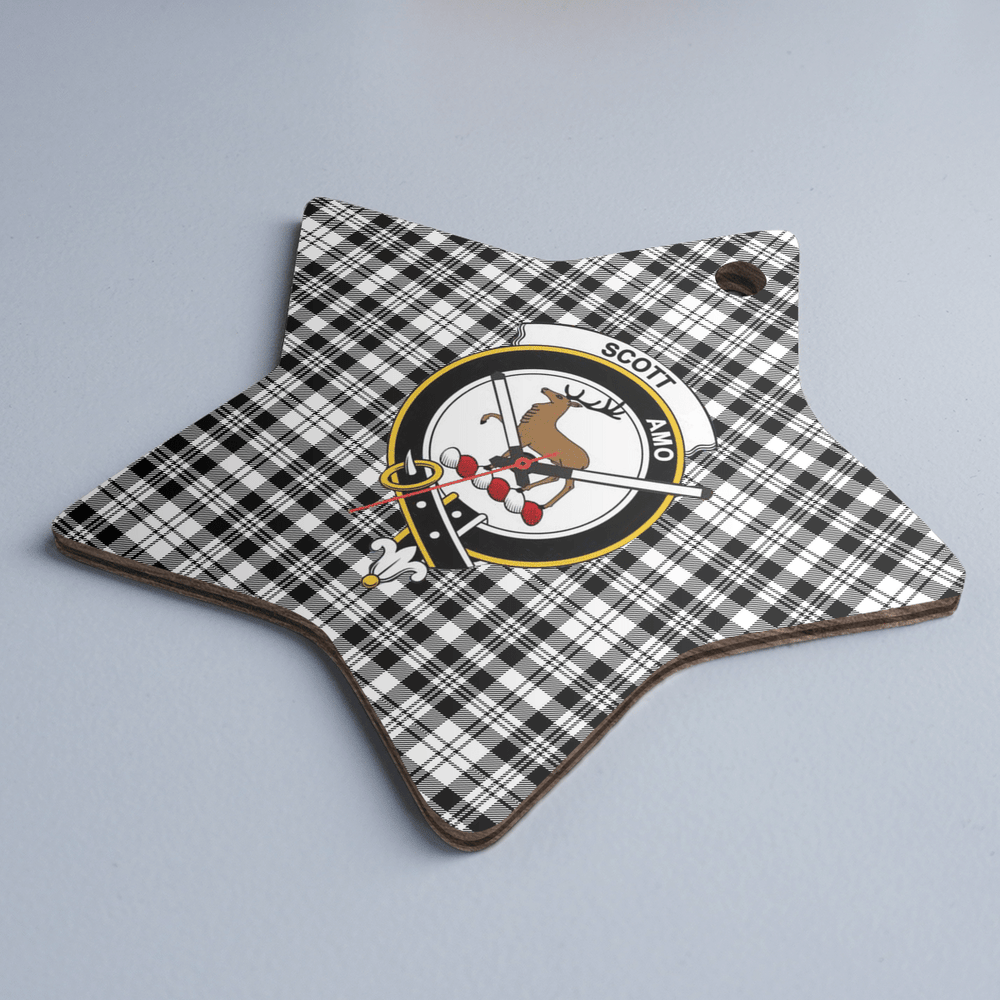 Clan Scott Black & White Modern Tartan Crest Star Ceramic Ornament OO44 Scott Black & White Modern Tartan Tartan Christmas   