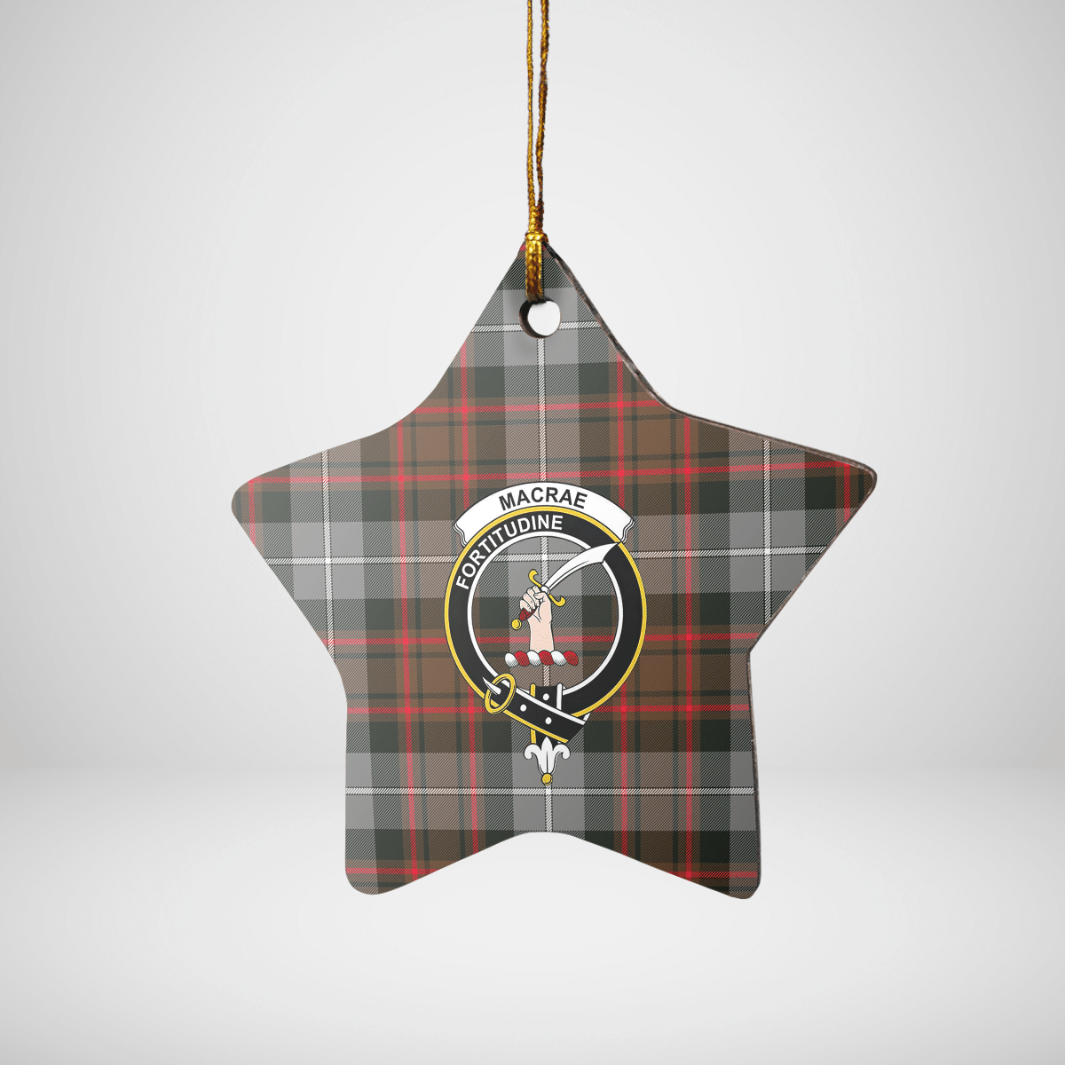 Clan MacRae Hunting Weathered Tartan Crest Star Ceramic Ornament WP70 MacRae Hunting Weathered Tartan Tartan Christmas   