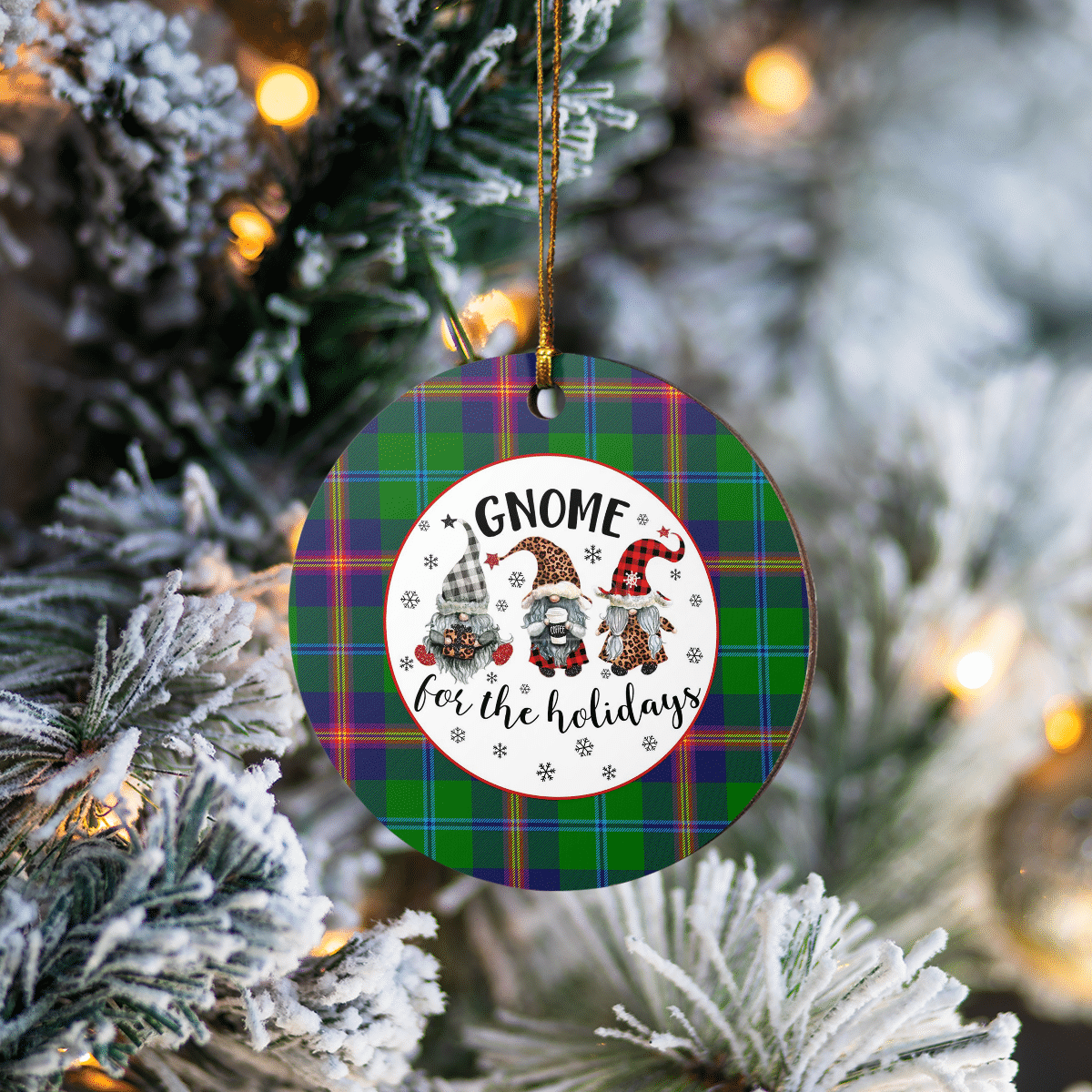 Clan Young Modern Tartan Tartan Crest Gnome Round Ceramic Ornament IA91 Young Modern Tartan Tartan Christmas   