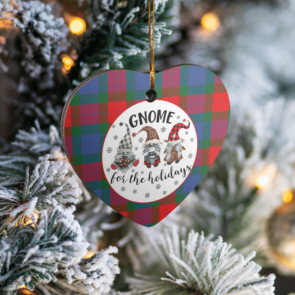 Clan Mar Tartan Tartan Crest Gnome Heart Ceramic Ornament SZ45 Mar Tartan Tartan Christmas   