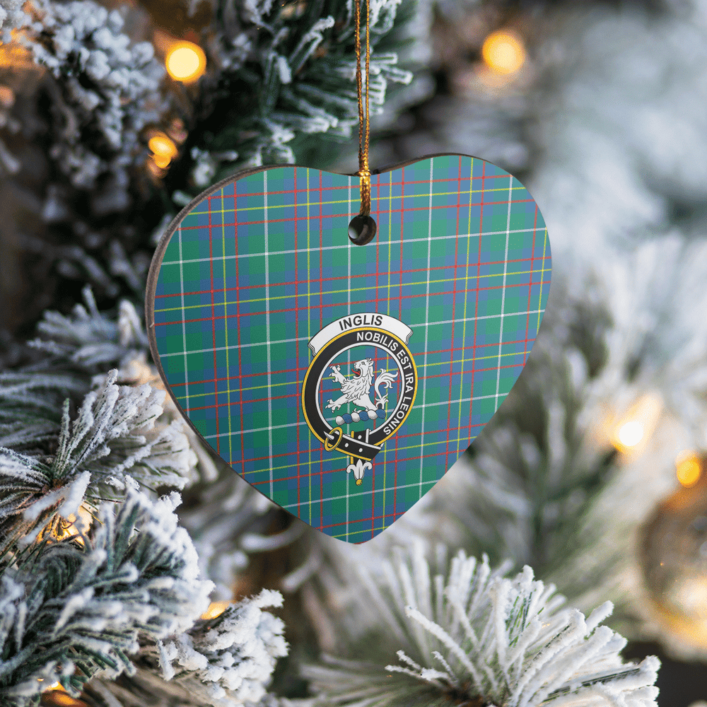 Clan Inglis Ancient Tartan Crest Heart Ceramic Ornament WI39 Inglis Ancient Tartan Tartan Christmas   