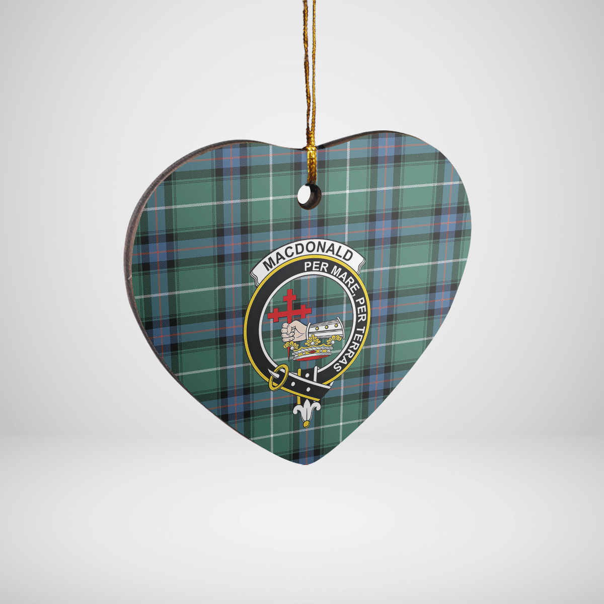 Clan MacDonald of the Isles Hunting Ancient Tartan Crest Heart Ceramic Ornament RS93 MacDonald of the Isles Hunting Ancient Tartan Tartan Christmas   