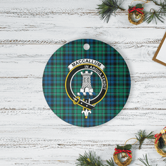 Clan MacCallum Ancient Tartan Crest Round Ceramic Ornament TR64 MacCallum Ancient Tartan Tartan Christmas   
