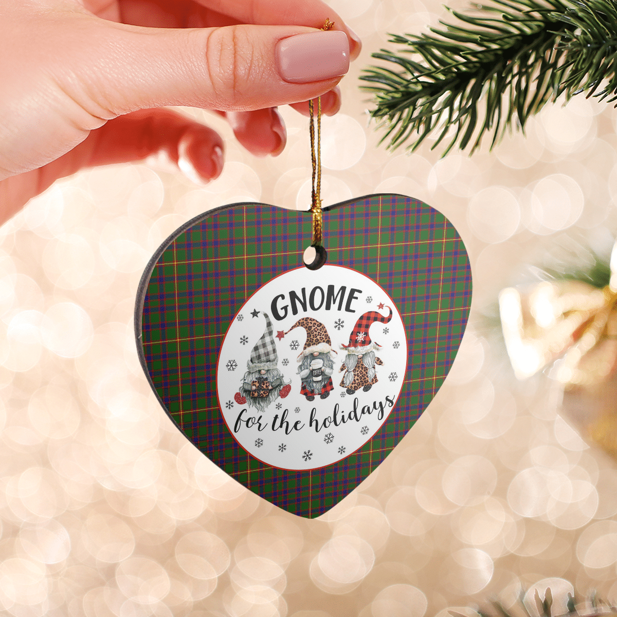 Clan Hall Tartan Tartan Crest Gnome Heart Ceramic Ornament HK82 Hall Tartan Tartan Christmas   