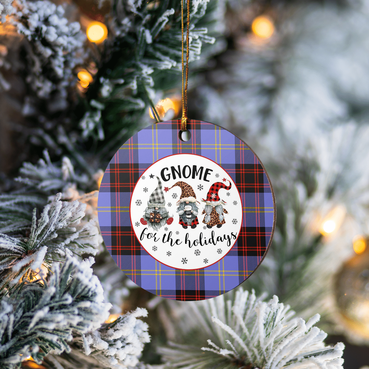 Clan Rutherford Tartan Tartan Crest Gnome Round Ceramic Ornament HH19 Rutherford Tartan Tartan Christmas   