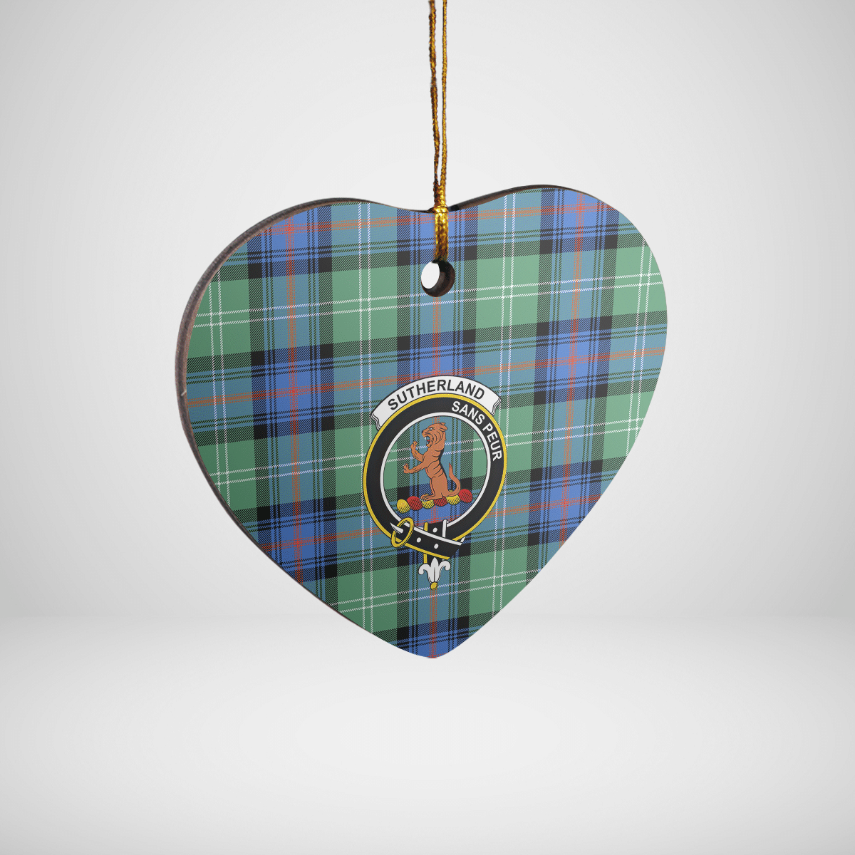 Clan Sutherland Old Ancient Tartan Crest Heart Ceramic Ornament CQ51 Sutherland Old Ancient Tartan Tartan Christmas   
