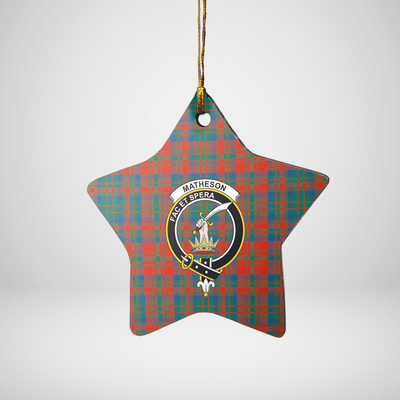 Clan Matheson Ancient Tartan Crest Star Ceramic Ornament EY75
