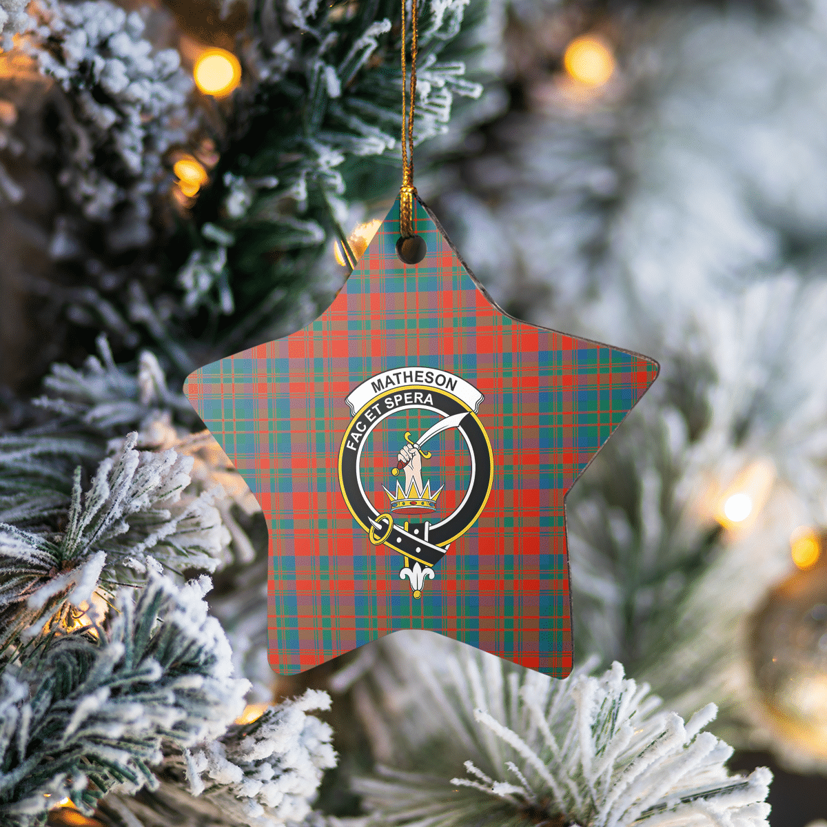 Clan Matheson Ancient Tartan Crest Star Ceramic Ornament EY75 Matheson Ancient Tartan Tartan Christmas   