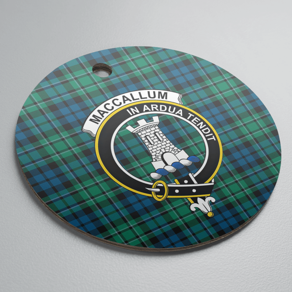 Clan MacCallum Ancient Tartan Crest Round Ceramic Ornament TR64 MacCallum Ancient Tartan Tartan Christmas   