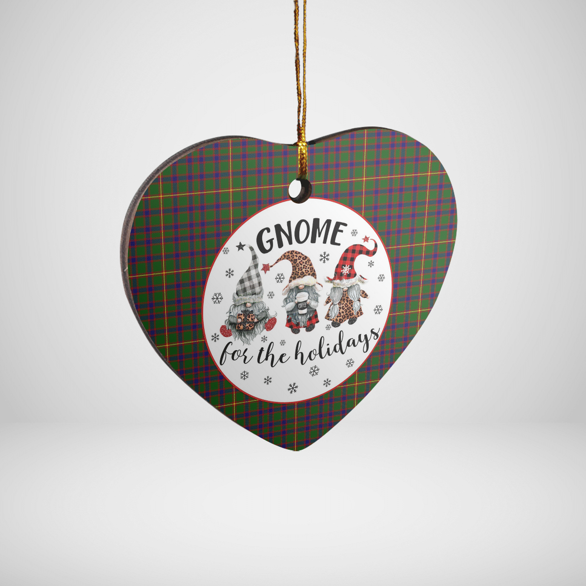 Clan Hall Tartan Tartan Crest Gnome Heart Ceramic Ornament HK82 Hall Tartan Tartan Christmas   