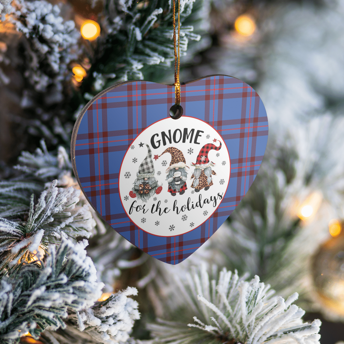 Clan Elliot Modern Tartan Tartan Crest Gnome Heart Ceramic Ornament CW86 Elliot Modern Tartan Tartan Christmas   