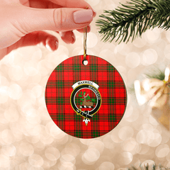 Clan Maxwell Modern Tartan Crest Round Ceramic Ornament OY49 Maxwell Modern Tartan Tartan Christmas   
