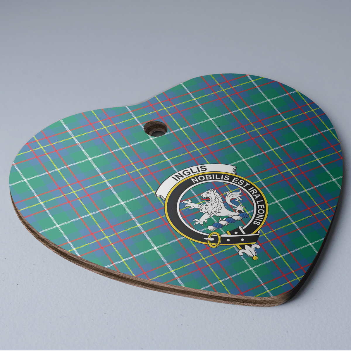 Clan Inglis Ancient Tartan Crest Heart Ceramic Ornament WI39 Inglis Ancient Tartan Tartan Christmas   