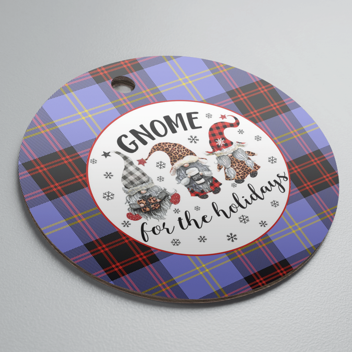 Clan Rutherford Tartan Tartan Crest Gnome Round Ceramic Ornament HH19 Rutherford Tartan Tartan Christmas   