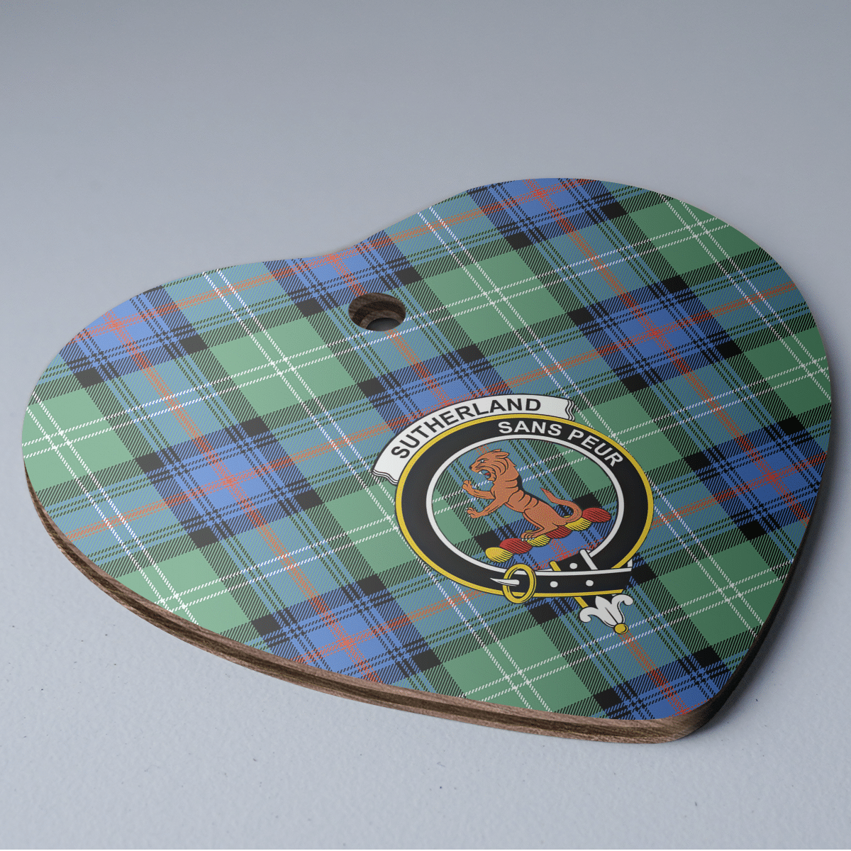 Clan Sutherland Old Ancient Tartan Crest Heart Ceramic Ornament CQ51 Sutherland Old Ancient Tartan Tartan Christmas   