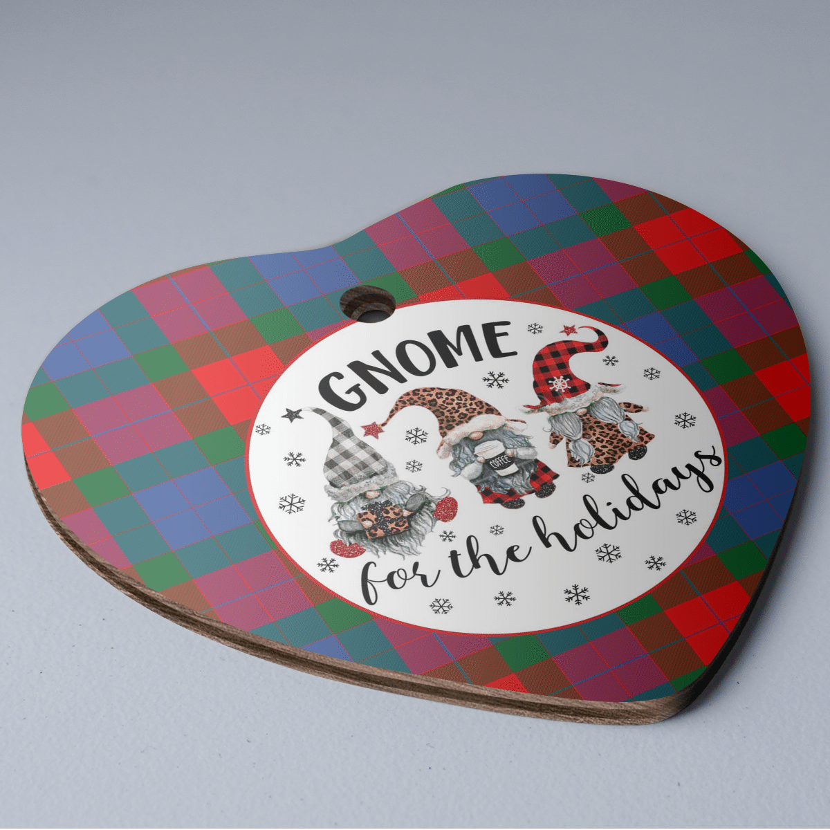 Clan Mar Tartan Tartan Crest Gnome Heart Ceramic Ornament SZ45 Mar Tartan Tartan Christmas   