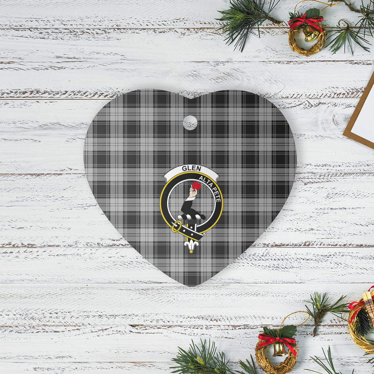 Clan Glen Tartan Crest Heart Ceramic Ornament HH10 Glen Tartan Tartan Christmas   