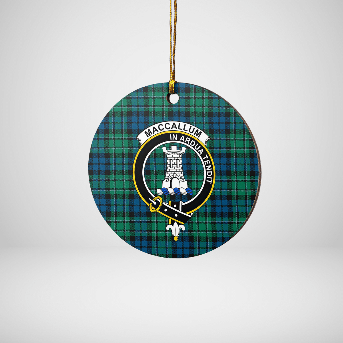 Clan MacCallum Ancient Tartan Crest Round Ceramic Ornament TR64 MacCallum Ancient Tartan Tartan Christmas   