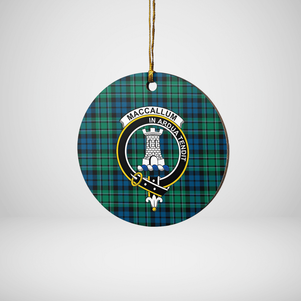 Clan MacCallum Ancient Tartan Crest Round Ceramic Ornament TR64 MacCallum Ancient Tartan Tartan Christmas   