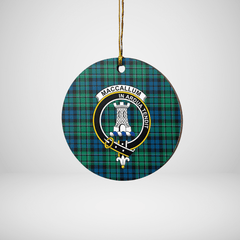 Clan MacCallum Ancient Tartan Crest Round Ceramic Ornament TR64 MacCallum Ancient Tartan Tartan Christmas   
