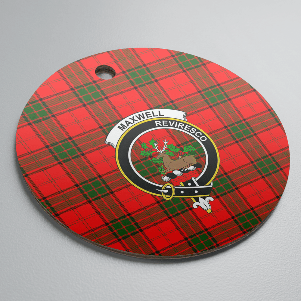 Clan Maxwell Modern Tartan Crest Round Ceramic Ornament OY49 Maxwell Modern Tartan Tartan Christmas   