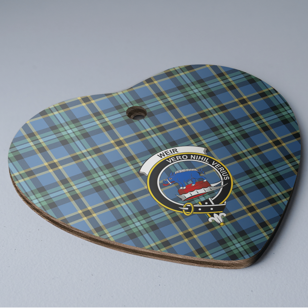 Clan Weir Ancient Tartan Crest Heart Ceramic Ornament AS37 Weir Ancient Tartan Tartan Christmas   