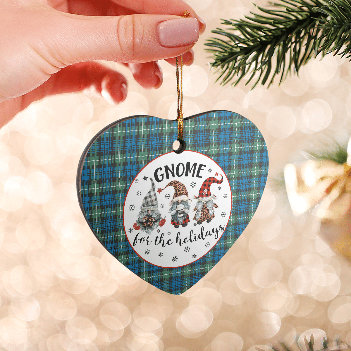 Clan Lamont Ancient Tartan Tartan Crest Gnome Heart Ceramic Ornament QJ11 Lamont Ancient Tartan Tartan Christmas   