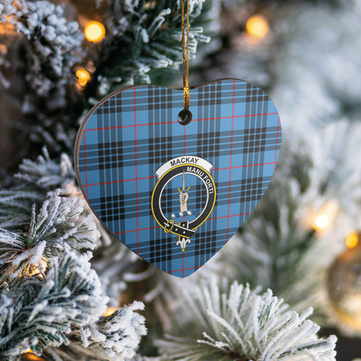 Clan MacKay Blue Tartan Crest Heart Ceramic Ornament CD94 MacKay Blue Tartan Tartan Christmas   