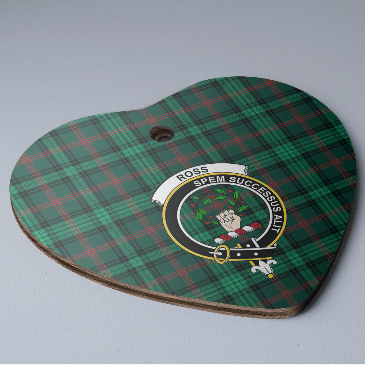 Clan Ross Hunting Modern Tartan Crest Heart Ceramic Ornament DG97 Ross Hunting Modern Tartan Tartan Christmas   