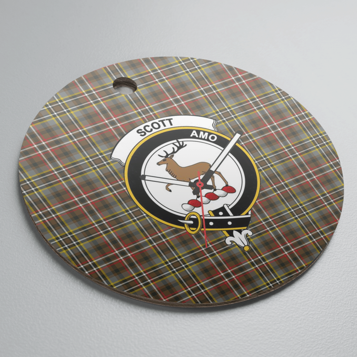 Clan Scott Green Weathered Tartan Crest Round Ceramic Ornament IM64 Scott Green Weathered Tartan Tartan Christmas   