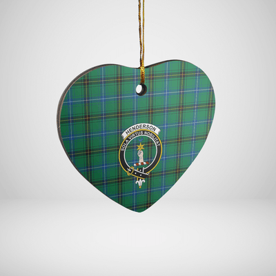 Clan Henderson Ancient Tartan Crest Heart Ceramic Ornament