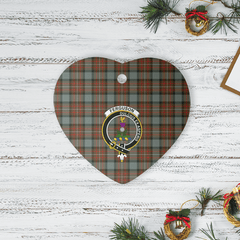 Clan Fergusson Weathered Tartan Crest Heart Ceramic Ornament HM34 Fergusson Weathered Tartan Tartan Christmas   