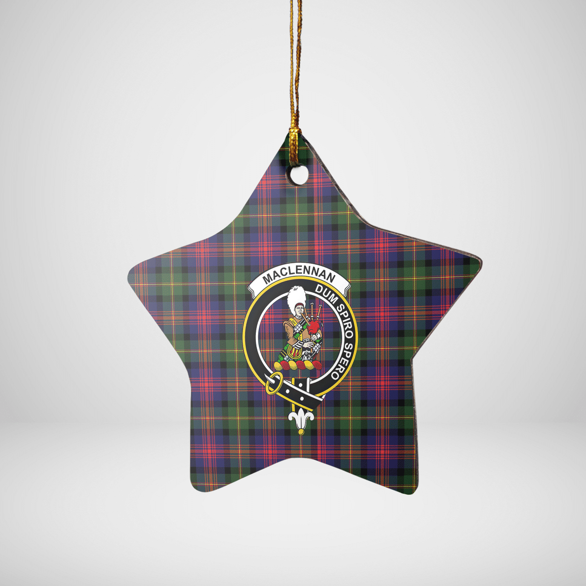 Clan MacLennan Tartan Crest Star Ceramic Ornament UO20 MacLennan Tartan Tartan Christmas   
